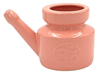 Biebri Neti Pot - Brocca per la pulizia nasale, in ceramica, 400 ml, colore: Rosa