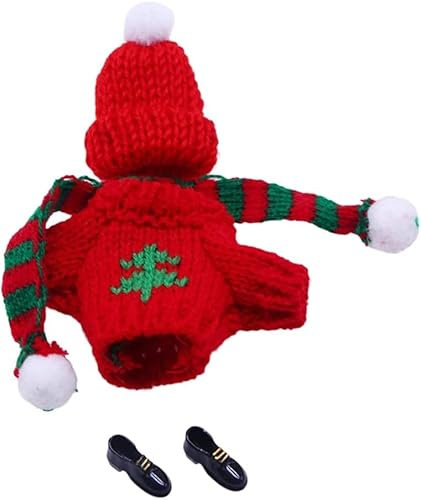 STETHI Weihnachten Puppe Kleidung Kostüm Zubehör, Weihnachten Elf Puppe Zubehör Set Weihnachten Miniaturen Spielzeug Mini Kleidung Ornamentschristmas Kunst Liefert für 1/12 Puppenhaus (B)