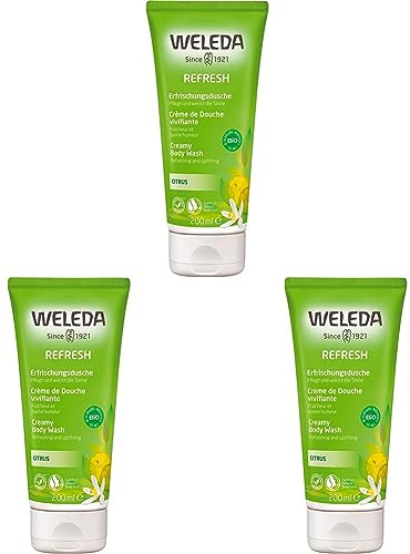 WELEDA Bio Refresh Duschgel vegan - Naturkosmetik Citrus Duschseife für Frauen & Männer mit Zitrone/Orange Duft - Natürliche Hautpflege Dusche zur Reinigung von Gesicht & Körper (1x 200ml)