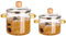 Set di 2 pentole in vetro borosilicato alto – 2,3 L + 1,6 l pentola in vetro e pentola per zuppa con manici a doppia orecchio, resistente al calore, pentola in vetro trasparente con coperchio