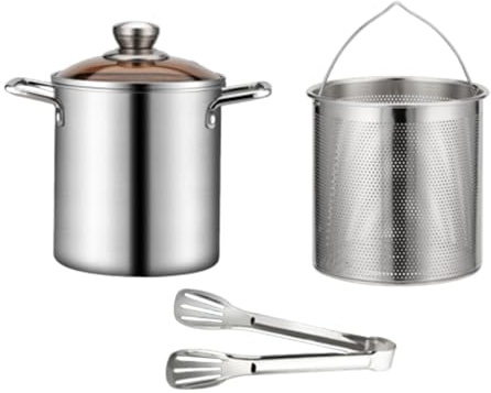 Colcolo Stainless Steel Stockpot with Strainer Heavy Duty Cooking Pot Multi Purpose Universal Seafood Boil Pot Turkey Fryer Pot, with clamp
