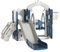Toboggan et Balançoire pour Bébé Toboggan Autoportant Escaladeur Balançoire pour Enfant Aire de Jeux Toboggan Long Intérieur Extérieur Centre d'activités équipement de Jeux (Tower Gray Blue)