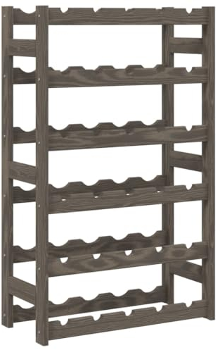 vidaXL Casier à Bouteilles pour 30 Bouteilles, Étagère à Vin avec Rangement, Casier à Bouteilles, Porte-Bouteilles, Moderne, Gris Bois de Pin Solide