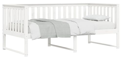 vidaXL Tagesbett, Schlafsofa mit Stauraum, Bettsofa Gästebett mit Lattenrost, Sofa Bett Ausziehbett für Schlafzimmer Wohnzimmer, Weiß 100x200cm Massivholz Kiefer