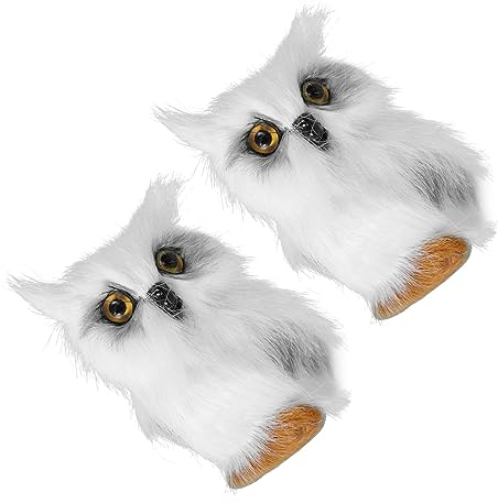 Abaodam 2st Simulation Eule Weihnachtsbaumschmuck Christbaumschmuck Eule Weihnachtsschmuck Weihnachtseule Ornament Mini- Modellwerkzeuge Weiß Modellieren Kunstpelz Büro