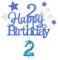 Personalised Blue Happy 2nd Birthday Cake Topper with Blue Number 2 Birthday Candles Blue Star Cupcake Toppers Cake Decorations Set for Her Him Boy Men Girl Kids 2 Birthday Anniversary - (Set 8)