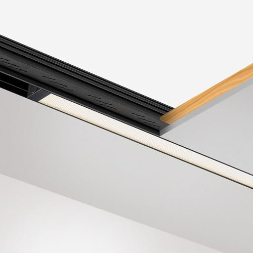 SCON Luz lineal LED 24 V para sistema de iluminación de riel magnético, luminaria difusa negra, regulable o no, con CCT seleccionable (15 W/CRI 85/3000 K/4000 K/5000 K)