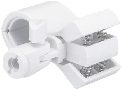 sourcing map Microphone Holder O.D 32mm - 60mm Plastic Interface Mic Holder Clip with 3/8 Plastic Adapter for Small Mic White 1 Pcs