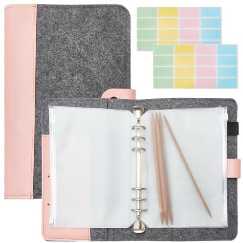 INFUNLY A Set of Felt Circular Knitting Needle Case 10×7 Knitting Needles Storage Organizer Knitting Needle Holder Crochet Hooks with 15pcs Binder Pockets 10pcs Label Paper for Collecting Sorting