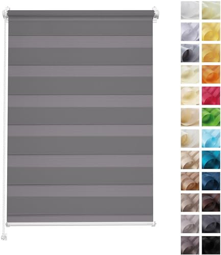 Rettika Doppelrollo ohne Bohren, klemmfix - Grau Marengo, Breite: 150cm, Höhe 150 - Rollos für Fenster ohne Bohren, Fenster rollos für innen, Duo Rollo