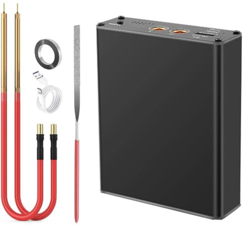 Batteria Spot Welder con 11 livelli di potenza di saldatura, 5000mAh batteria, 2M foglio di nichel-plate, per la fabbricazione di pacchi batteria (Nero)