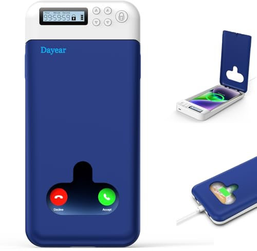 Handy Gefängnis, Dayear Handy Safe Box Verschließbare Box Mit Schloss für Android/iPhone (Max 6,7 Zoll) um Kindern/Selbstkontrolle (Tiefes Blau)