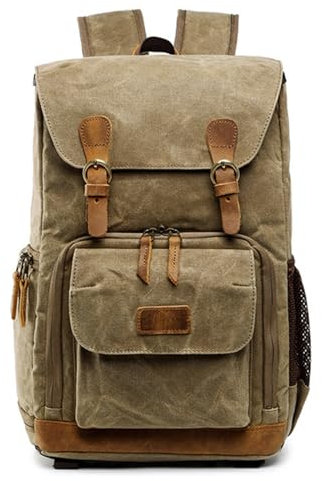Vintage Men Women Camera Bags Batik Canvas Waterproof Photography Bag Outdoor Wear-resistant Large Camera Photo Backpack Camera Bag For Photographers Leather
