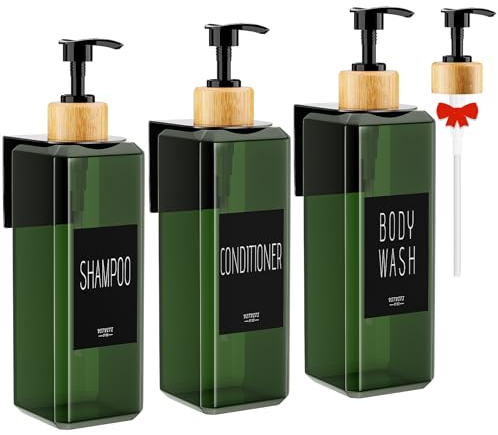 VITVITI 3-Pack Soap Dispenser, 500ml Wall-Mounted Refillable Liquid Dispensers with Pump and Tube for Shampoo, Conditioner, Body Wash, Hand Soap, and Dish Soap, Bathroom and Kitchen Organizer