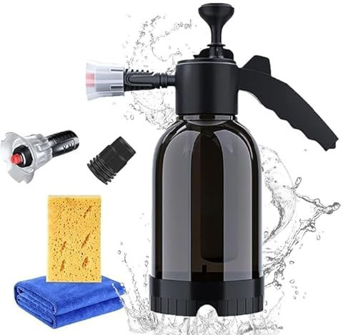 HiGropcore Schaumsprüher Auto für Autowäsche Drucksprühflasche Auto Sprühflasche Cleaning Sprühflasche Garten Sprühschaumreiniger für Autowäsche, Gartenarbeit, Haustierpflege (Schwarz+Handtuch)