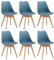 JZGORC Juego de 6 Sillas de Comedor, Sillas de Cocina Nórdicas, Sillas de Oficina con Patas de Haya Maciza para Dormitorio, Sala de Estar, Cocina - Azul Oscuro