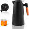 Sporgo Termo de acero inoxidable de 1 litro, jarra de café con indicador de temperatura, jarra térmica a prueba de fugas, termo para café y té, color negro