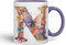 Vixar Letter N Mug, Floral Flowers Butterfly Alphabet Letter N Monogram Watercolour Ceramic Coloured Mug Cup for Tea Coffee Hot Brew 330ml 11Oz Gift (Purple)