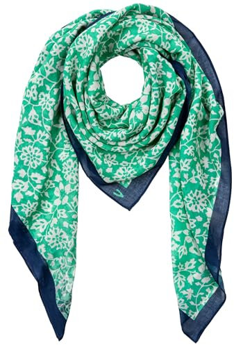 camel active Damen Schal aus reiner Baumwolle Grün AOP, womenswear-OS