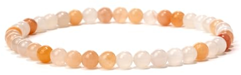 Landorilo Naturstein Perlen Heilstein Armband aus 4mm Runde Steinperlen, Yoga Armbänder für Damen Herren, Glücksarmband, Exquisite Geschenke, Ersatzperlen Inklusive(R Pink Opal)