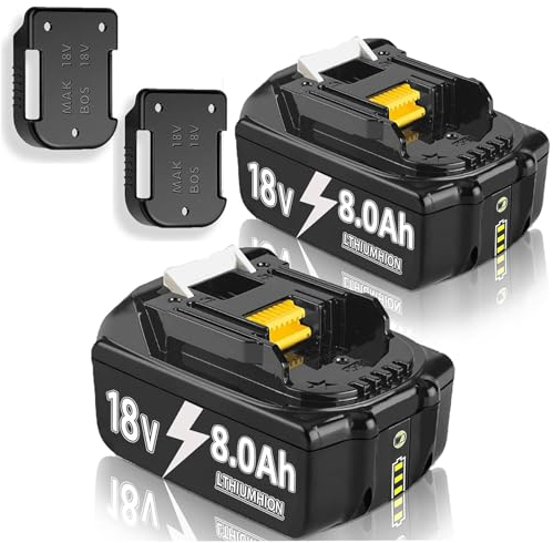 2X 18V 8.0Ah/8000mAh Verbesserte Ersatzakku für Makita Kompatibel BL1860B BL1860 BL1850B BL1850 BL1840B BL1830 LED Werkzeugakku.