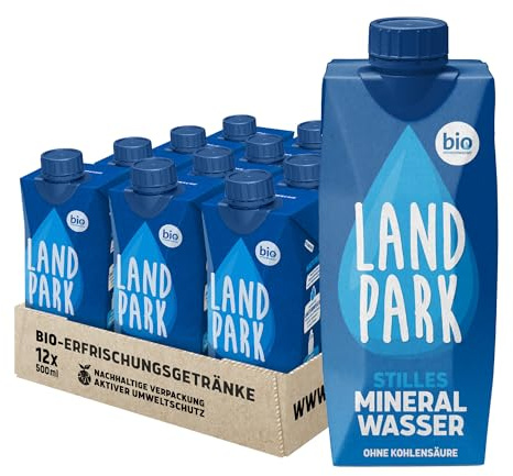 Landpark Bio-Mineralwasser | natürliches Mineralwasser aus der Bio-Quelle | natriumarm, praktisch für unterwegs | stilles Wasser | im Tetra Pak | pfandfrei (Naturell, 36)