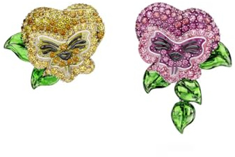Swarovski Alice im Wunderland Ohrstecker, rhodiniert, Blume, asymmetrisches Design, mehrfarbig