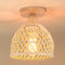 iDEGU Vintage Deckenleuchte, 20CM Modern Deckenlampe Käfig Design Lampenschirm aus Bambus und Holz Industrielle Deckenleuchte E27 Kronleuchter für Flur Schlafzimmer Küche Wohnzimmer