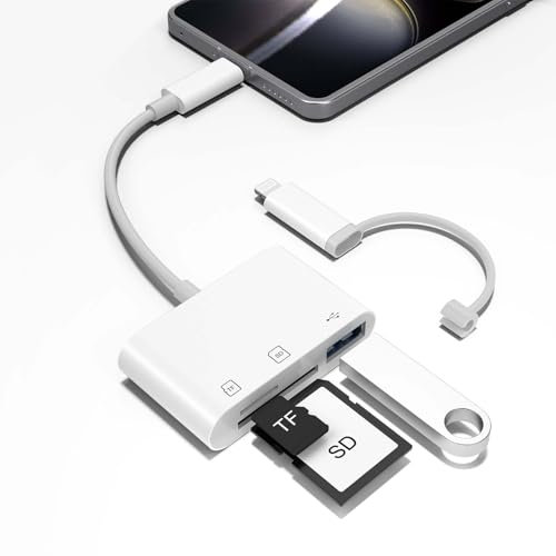 Memory Card Reader for Iphone,USB C Memory Card Reader with SD/TF Slot+USB Port, Micro SDXC/SDHC,SDXC/SDHC/SD, USB Disk Card Reader Adapter for iPhone 15/14/iPad,MacBook,Samsung