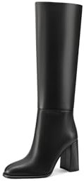 QUEEN HELENA Stivali Alti con Tacco Casual Eleganti Donna K3300 (Nero Pu, Sistema Taglie Calzature EU, Adulto, Donna, Numero, Media, 40)