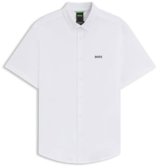 BOSS Mens HBG Motion S Plain Short Sleeve Shirt White M