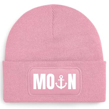 Moin Beanie Mütze mit Anker-Design – Wintermütze für Damen und Herren, Unisex Strickmütze (DE/NL/SE/PL, Alphanumerisch, Einheitsgröße, Rosa/Weiß)