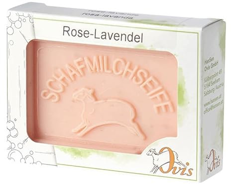 Ovis Schafmilchseife Rose-Lavendel, 100% Bio, für die tägliche Dusche, eckig, 100 g, verpackt