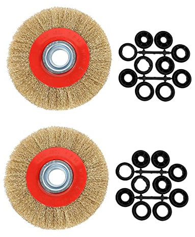 WEKONUMEX Drahtbürsten Bohrer, 2 Stück 8200mm Flachdraht-Radbürste mit 10 Adapterringen for Doppelschleifmaschine Polieren