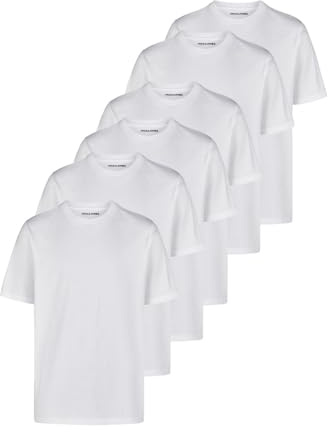 JACK & JONES Tshirt Herren Basic Regular Fit JACJEANS Crew Neck Tee 6er Set | Rundhals Kurzarm Sommer Tee Shirt Schwarz Weiß S M L XL XXL 3XL