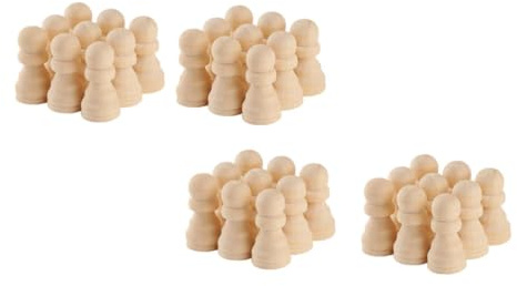 QUMIIRITY 50pcs Unpainted Wooden Chess Pieces Blank Natural for Tournament Chess Great Gifts for Adults and Boy Girl to Diy Paint at Home