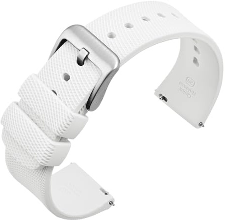 ANNEFIT Silikon Uhrenarmbänder für Herren Damen, Schnellverschluss Kautschuk Ersatzarmband 14mm mit Silber Schnalle (Weiß)