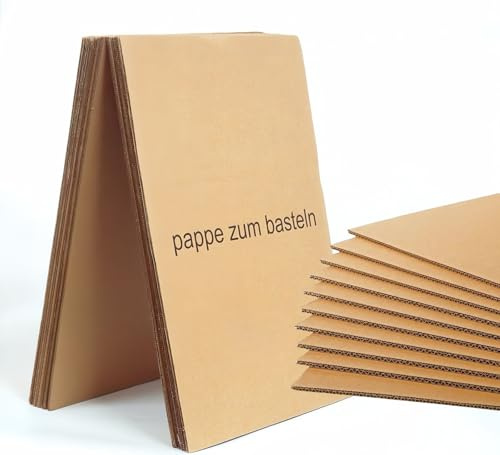 9 Stück A3 Wellpappbögen – dicker Kraftkarton für Heimwerker, Wellpappe Bastelpapier – Hochwertige Pappe für DIY-Projekte, Basteln & Verpacken