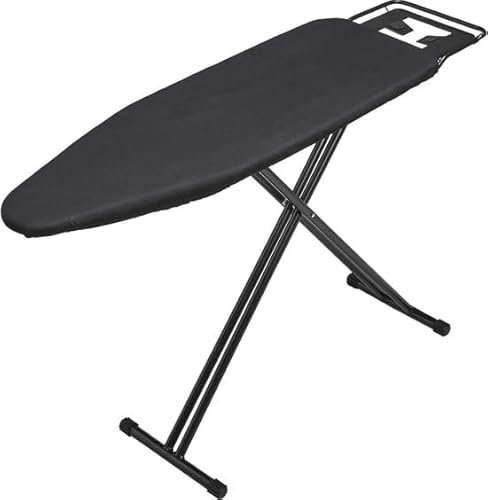 Yar Strijkplank voor Stoom - 120x40 cm Extra Brede Strijkplank met Stoomunithouder, In Hoogte Verstelbaar Metalen Frame, Katoenen Hoes, Antislip Strijkijzerstandaard – Zwart