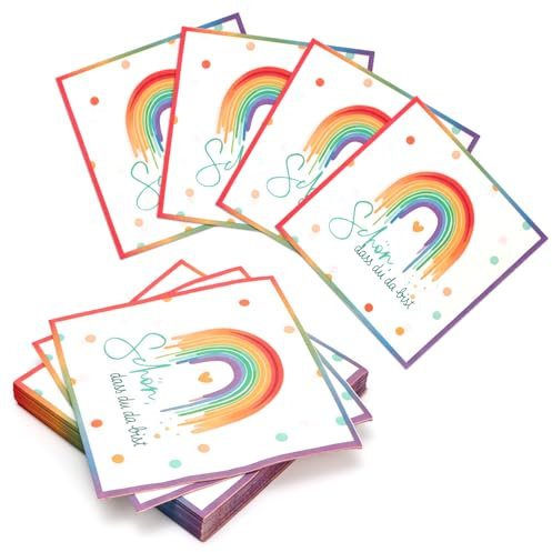 PARTY GO 40PCS Serviettenpapier Regenbogen mit Spruch Schön, dass du da bist, für Geburtstagen, Hochzeiten, Jubiläen und anderen Partys Dekoration Zubehör 33 * 33CM