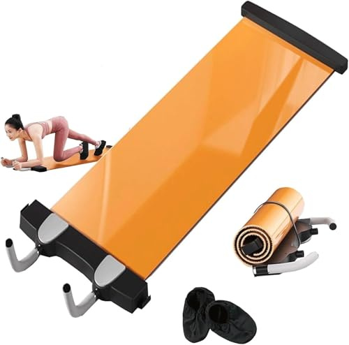 OZPPM Slide Board Sport-Gleitmatte, Fitness-Gleitplatte for Indoor-Skating-Training, Yoga, Bauchmuskeltraining, rutschfeste Oberfläche, Heim-Fitnessgeräte, for Gleichgewicht,(Yellow,180cm)