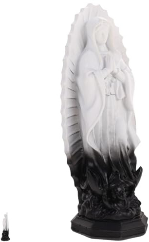 TOYANDONA Marienstatue Religiöse und Filigrane Mary Figur aus Kunstharz in Schwarzer Farbe zur Dekoration von Zuhause und Kaminsims für Liebhaber Katholischer Ikonen
