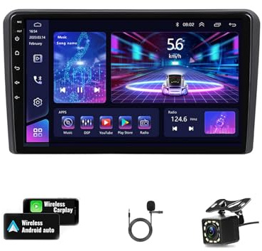 Autoradio Android 11 da 9 per Audi A3 (2003-2013) - Bluetooth, GPS, CarPlay, stereo touchscreen, Mirror Link, comandi al volante, display automatico ad alte prestazioni