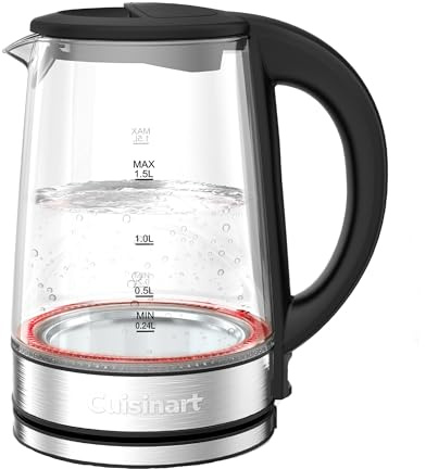 Cuisinart 1,5L Glas-Wasserkocher | 3 kW Schnellkochfunktion | Cool-Touch | BPA-frei | Tropffreier Ausguss | 360°-Drehbasis | Automatische Abschaltung | Ein-Tassen-Markierung