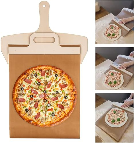 WIOONI Pizzaschieber, Sliding Pizza Peel 58x30cm, Pizzaslider mit Griff und Antihaftbeschichtung für Einfache Übertragung von Pizza, Kuchen, Brot, Pizza Zubehör