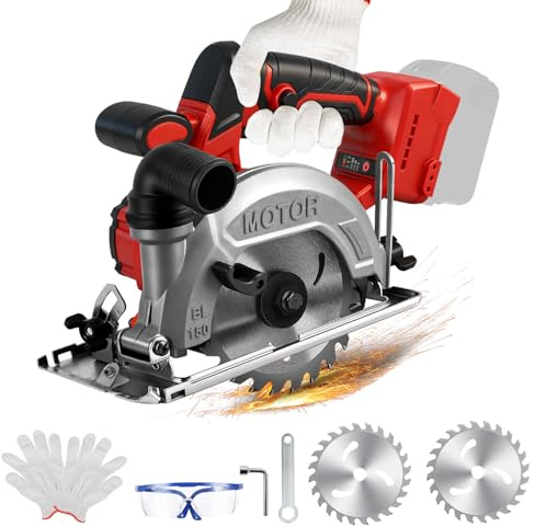 6 Inch Cordless Circular Saw for Milwaukee M18 18V Battery, No Battery | Brushless Motor, 0-6200 RPM, 0-45° Bevel Capability, Max Cutting Depth 1.9(90°), 1.26(45°), for Cutting Wood Plastic PVC