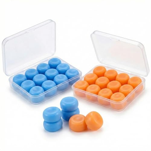 SWYZOR Boule Quies Sommeil,12 Paires Bouchon D'Oreille pour Dormir en Silicone Souple,Réutilisables,pour la Natation,les Ronflements, le Travail, les Concerts et les études