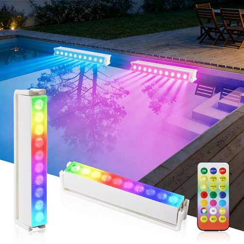 Facarler Luce subacquea a LED per piscina, senza fili e ricaricabile, lampada subacquea con telecomando, 8 modalità di illuminazione, IP68 impermeabile per piscina, laghetti e feste (2 pezzi)