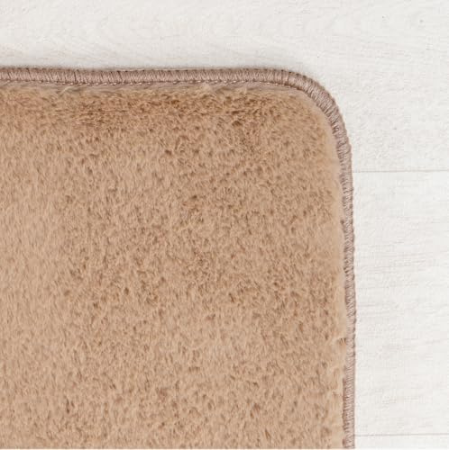 KADIMA DESIGN Moderner Teppich Uni Modern Pflegeleicht Zeitlos Waschbar Strapazierfähig Robust Rund Beige 80x80 cm Esszimmer Wohnzimmer Schadstoffgeprüft | ISAR