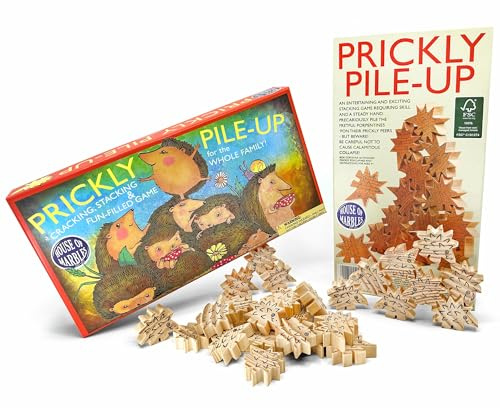 House of Marbles Prickly Pile-Up Wooden Stacking Game, FSC-Certified Wood Porcupine Pieces, Family Balance and Dexterity Challenge for 2-6 Players